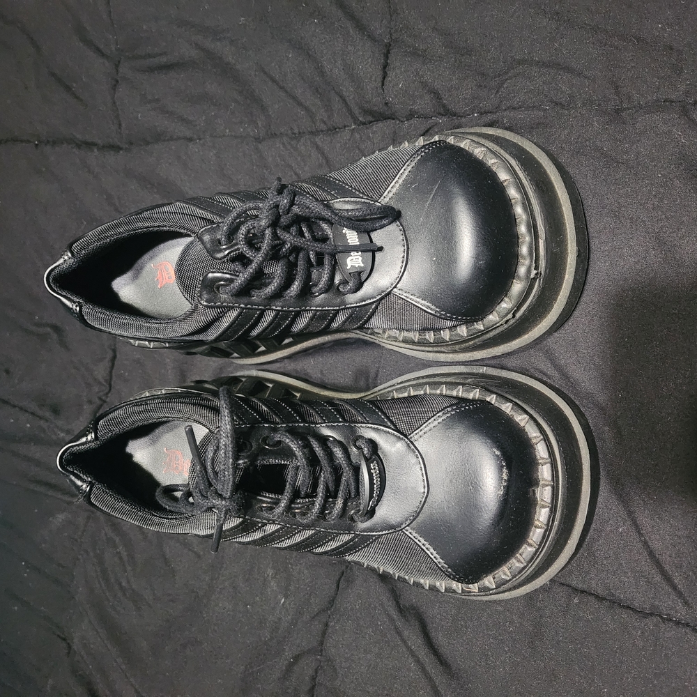 Demonia Black Platform Shoes with Chunky Soles